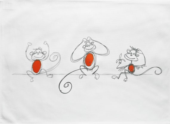 Monkey Mates - Large Cotton Tea Towel by Half a Donkey