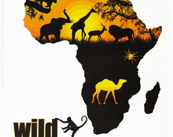 Wild Africa Colourful Large Cotton Tea Towel