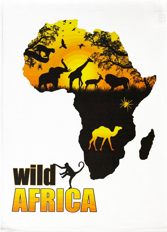 Wild Africa Colourful Large Cotton Tea Towel