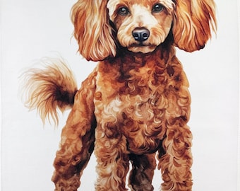 Miniature Poodle large cotton tea towel
