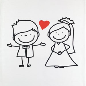 Presenting the Bride and Groom large cotton tea towel