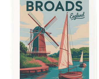 The Norfolk Broads, England Tea Towel – 100% Cotton, White, 65 x 47 cm