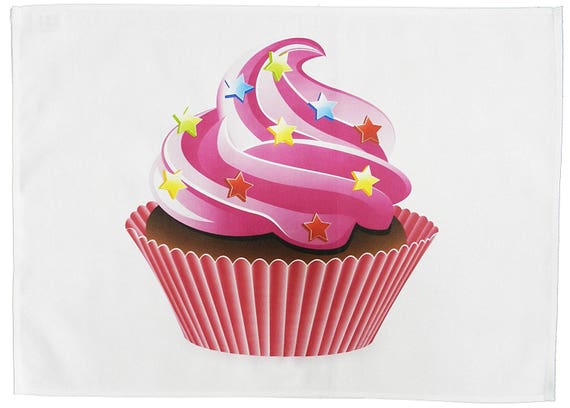 The Large Pink Cupcake Cotton Tea Towel