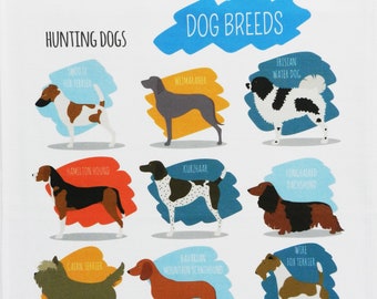 Breeds of Hunting Dogs -Large Cotton Tea Towel