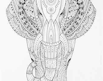 Half a Donkey The Big Zentangle Elephant - Large Cotton Tea Towel