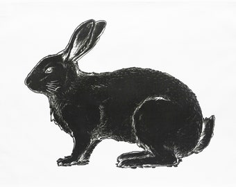 The Black Rabbit - Large Cotton Tea Towel