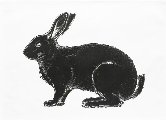 The Black Rabbit - Large Cotton Tea Towel