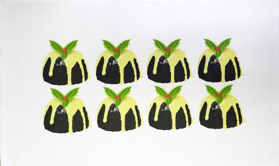 Christmas Puddings Large Christmas Tea Towel