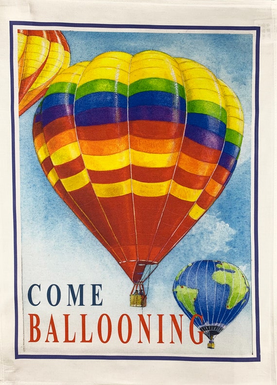 Come Ballooning Retro Style Large Cotton Tea Towel