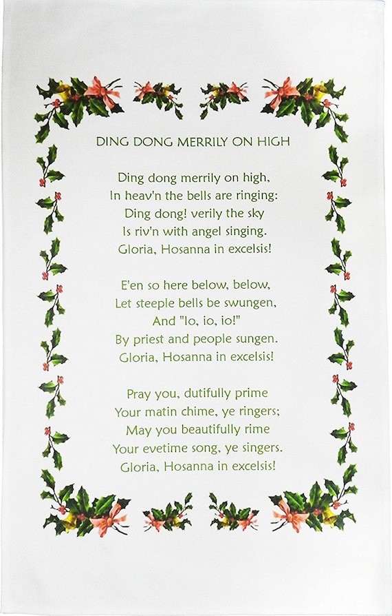 Christmas Carol Tea Towel  - lots of Carols to choose from
