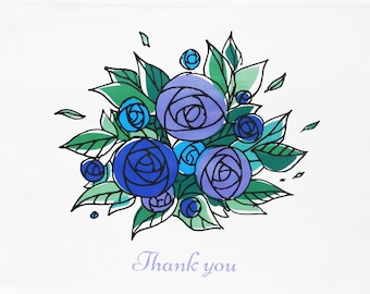 Thank you with Flowers - Large Cotton Tea Towel by Half a Donkey