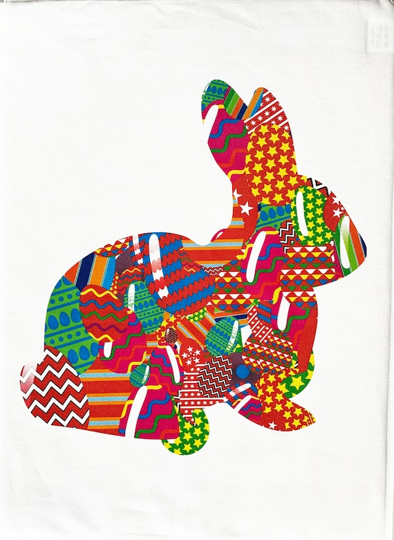Patchwork Easter Bunny Large Cotton Tea Towel