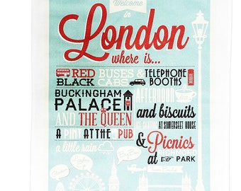 Welcome to London - Large Cotton Tea Towel