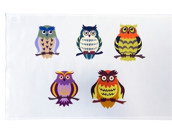 Cartoon Owls Cotton Tea Towel