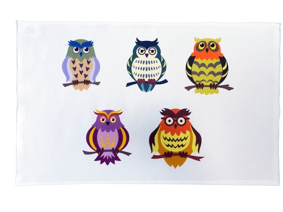 Cartoon Owls Cotton Tea Towel