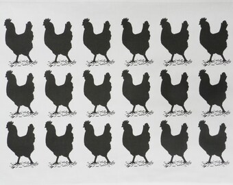Chicken Silhouette Large Cotton Tea Towel