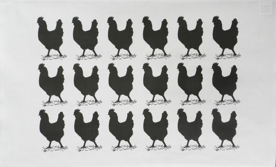 Chicken Silhouette Large Cotton Tea Towel