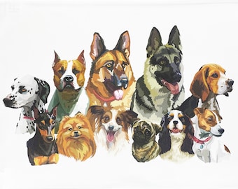 The Dog Portraits Large Cotton Tea Towel