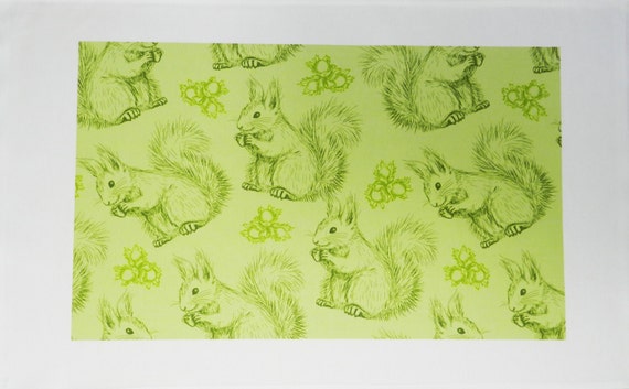 A Squirrel and his Nuts Large Cotton Tea Towel