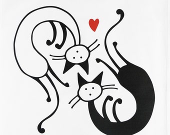 The Love Cats - Large Cotton Tea Towel