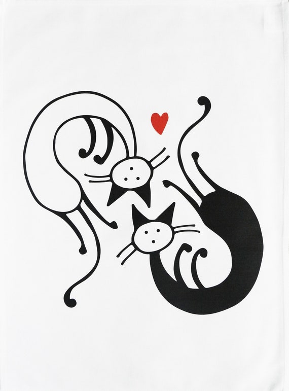 The Love Cats - Large Cotton Tea Towel