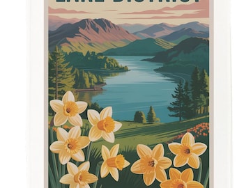 Lake District England Tea Towel 100% Cotton, White, 65 x 47 cm