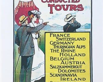 Cook's Conducted Tours retro style large cotton tea towel