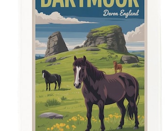 Dartmoor, Devon, England Tea Towel – 100% Cotton, White, 65 x 47 cm