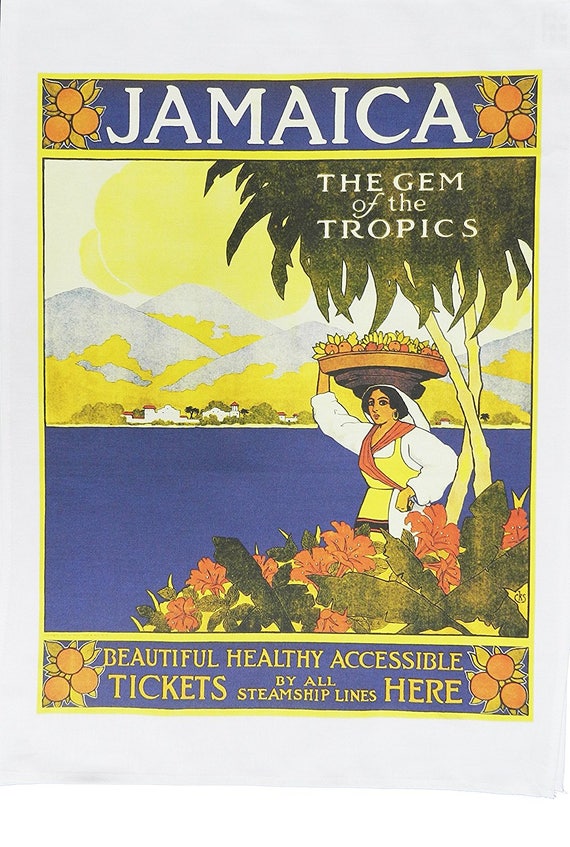 Jamaica - The Gem of the Tropics Large Cotton Tea Towel