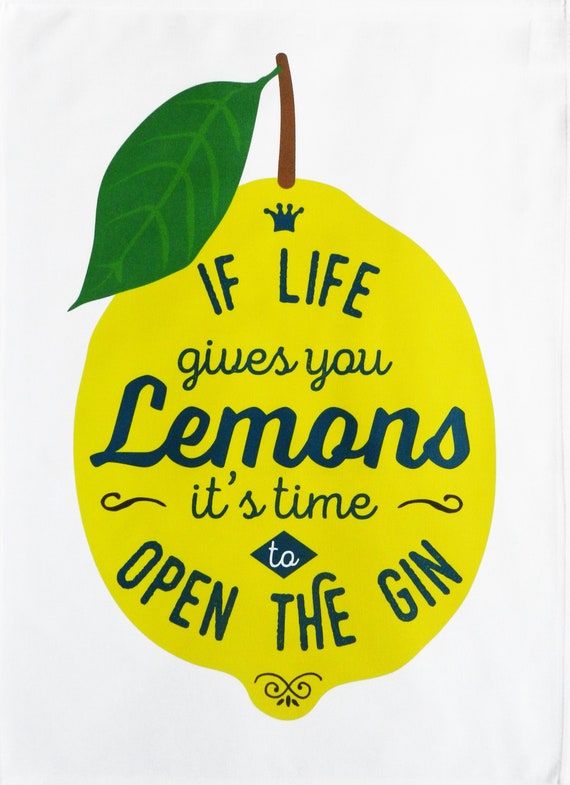 Lemon Gin Quote Cotton Tea Towel