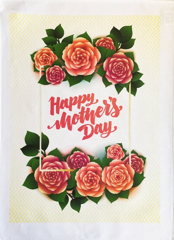 Happy Mothers Day - large cotton Tea Towel.