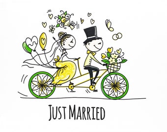 Just Married Large Cotton Tea Towel