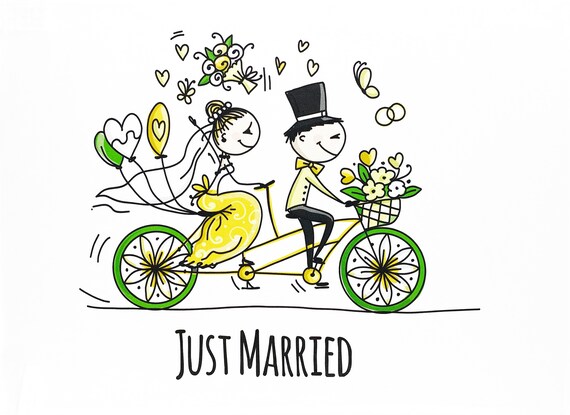 Just Married Large Cotton Tea Towel