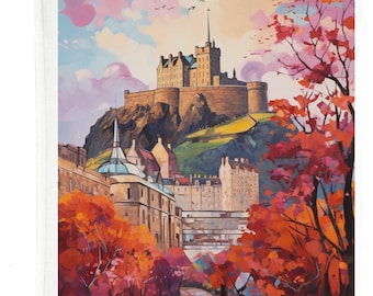 Edinburgh Scotland Cotton Tea Towel, White, 47 x 65 cm,  with Hanging Loop