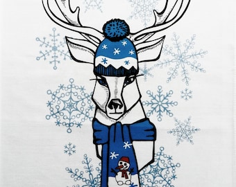 Christmas Reindeer - Large Cotton Tea Towel
