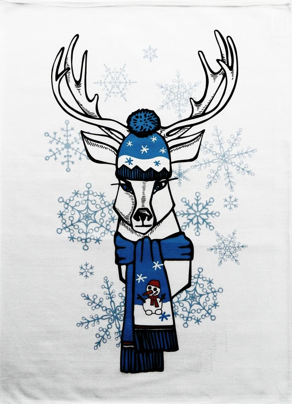 Christmas Reindeer - Large Cotton Tea Towel