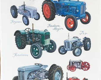 Classic Tractors Collection Large Cotton Tea Towel