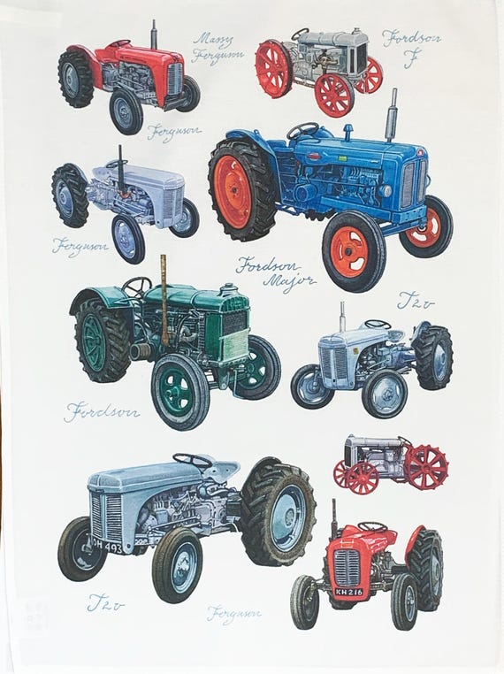 Classic Tractors Collection Large Cotton Tea Towel