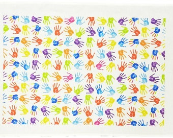 Colourful hands Large Cotton Tea Towel