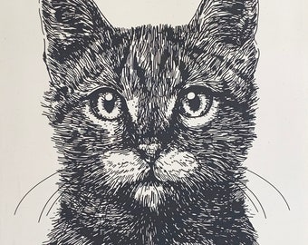 The Black Cat - Unbleached Natural Cotton Tea Towel
