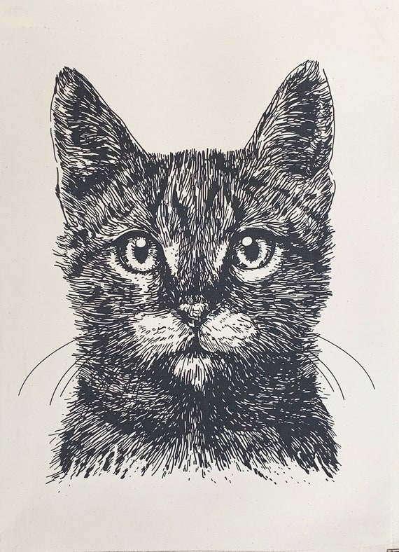 The Black Cat - Unbleached Natural Cotton Tea Towel