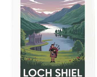 Loch Shiel, Scotland Tea Towel – 100% Cotton, White, 65 x 47 cm