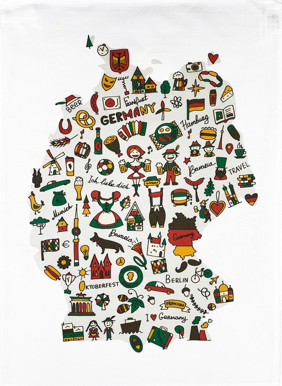 Map of Germany Large Cotton Tea Towel