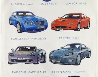 The Supercars Large Cotton Tea Towel