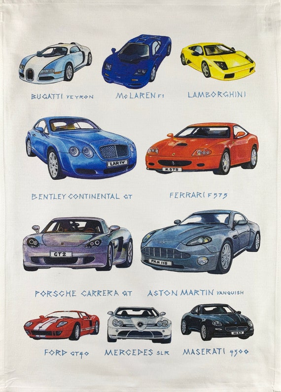 The Supercars Large Cotton Tea Towel