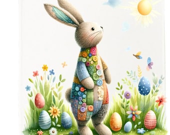 Easter Bunny in the sunshine Cotton Tea Towel, White, 65 x 47 cm