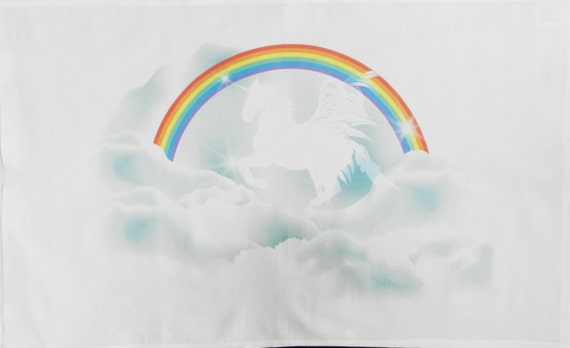 Unicorn and Rainbow Large Cotton Tea Towel