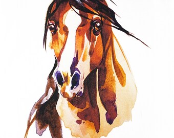 The Hand Drawn Chestnut Horse Large Cotton Tea Towel