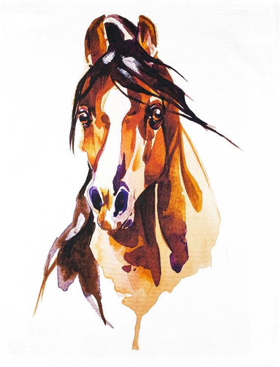 The Hand Drawn Chestnut Horse Large Cotton Tea Towel