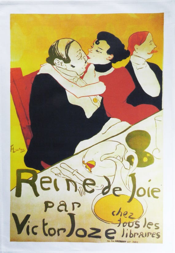 Reine de Joie - Retro Style Advertising Poster Large Cotton Tea Towel